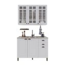 Ver imagem 2 de Cozinha Modulada 2 Peças Balcão sem Tampo e Armário Aéreo com Vidro 100% MDF Bari