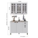 Ver imagem 3 de Cozinha Modulada 2 Peças Balcão sem Tampo e Armário Aéreo com Vidro 100% MDF Bari