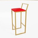 Ver imagem 4 de Jogo Mesa Alta Bistrô Quadrada Branca 2 Banqueta Confort Estofado Vermelho Dourado Don Castro Deco