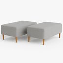 Ver imagem 1 de Kit 2 Puffs Bela Manu Madri Pés Palito e Tecido Linho Cinza