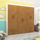 Ver imagem 1 de Guarda-Roupa 6 Portas 4 Gavetas Infantil Perola Marrom/Branco/Cinamomo