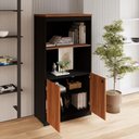 Ver imagem 5 de Estante Armário para Escritório 2 Portas com Chave 80cm Nogal com Preto MDP F5 Office