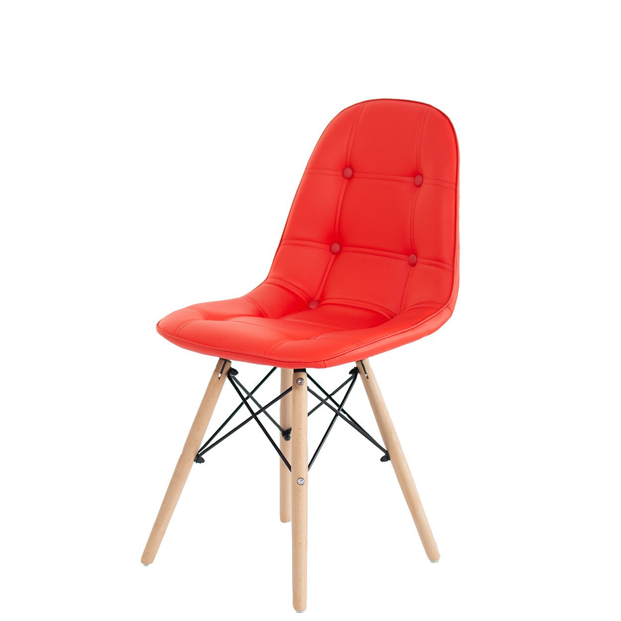 Kit 6 Cadeiras Eames Eiffel Estofada Botonê 130C Cor:Vermelho - 2