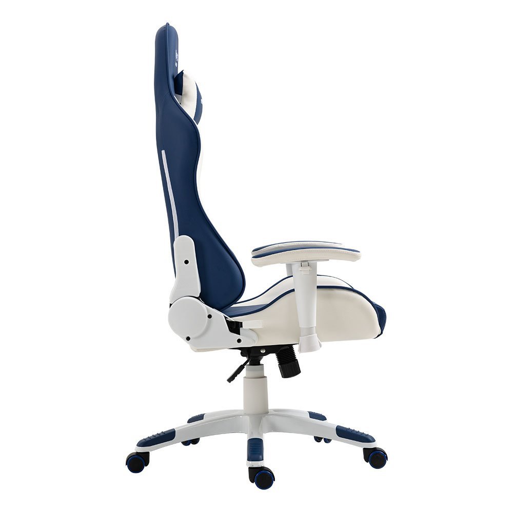 Cadeira de Escritório Branca e Azul Marinho Gamer Mx5 Ergonômica Estofado em Material Sintético - 3