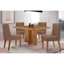 Ver imagem 1 de Conjunto: Mesa Sala Jantar Berlim Curvo 90cm + 4 Cadeiras Maldivas Naturale - Corano Capuccino -