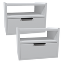 Ver imagem 1 de Kit Mesa de Cabeceira Voxa Móveis Mdf Suspenso 2 Uni. Branco