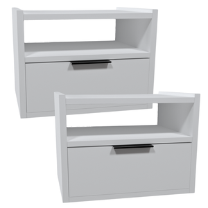 Kit Mesa de Cabeceira Voxa Móveis Mdf Suspenso 2 Uni. Branco