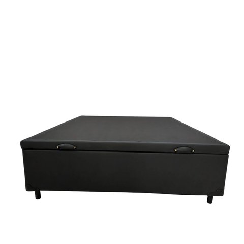 Base de Cama Box com Baú Viuva ou Casal em Corino - Preto - Casal