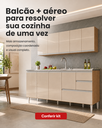Ver imagem 2 de Balcão para Pia de 2,00 Mt Maceió e Aéreo Modulado 5 Portas Amendoa Off White Puxador Aluminio