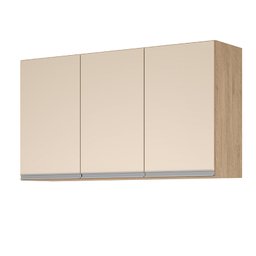 Balcão para Pia de 2,00 Mt Maceió e Aéreo Modulado 5 Portas Amendoa Off White Puxador Aluminio - 4