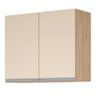 Balcão para Pia de 2,00 Mt Maceió e Aéreo Modulado 5 Portas Amendoa Off White Puxador Aluminio - 5