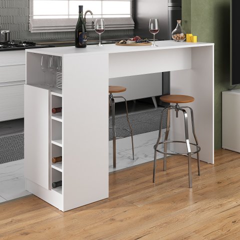 Bancada Balcão/mesa de Cozinha com Adega e 1 Porta Multimóveis Mp2144 Branco