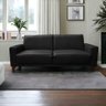 Sofá Decorativo Emily 3 Lugares Sala de Estar 200cm Pés em Eucalipto Couro Preto G40 - Gran Belo - 1