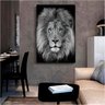 Quadro Leão Olho Azul Black - Tela Única Decor Arte RJ 90 x 60 cm Preta - 1