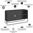 Ver imagem 5 de Kit Balcão Buffet e Aparador para Sala de Jantar Industrial Alek A03 Nero Preto - Lyam Decor