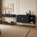 Ver imagem 1 de Kit Balcão Buffet e Aparador para Sala de Jantar Industrial Alek A03 Nero Preto - Lyam Decor