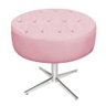 Puff Banqueta Nanda Base Giratória de Metal Suede Rosa Bebê - DAMAFFÊ MÓVEIS - 1