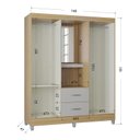 Ver imagem 3 de Cômoda 868 4 Gavetas e 1 Porta com Guarda Roupa Solteiro Córdoba 4 Portas Damasco Off White - Poquem
