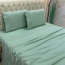 Ver imagem 1 de Jogo de Cama Lençol Bella Queen 4 Peças Micropercal 300 Fios Bordado Inglês Macio Verde 100% Poli