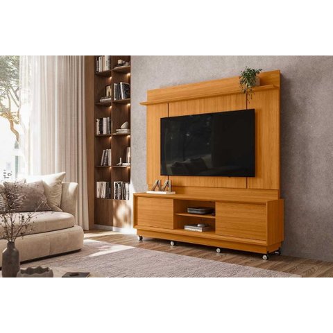 Rack com Painel Siena para Tv de até 75 Polegadas (com Rodízio) - Cinamomo - Madetec