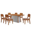 Ver imagem 2 de Mesa de Jantar Diane 180cm Tampo Mdf Canto Copo e 6 Cadeiras Linho Capuccino /naturale /off White