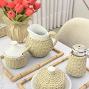 Ver imagem 1 de Açucareiro C/ Tampa e Colher em Vime Fendi