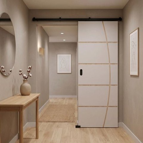 Porta Branca Friso 23 100x210cm + Kit Correr Preto Sobrepor