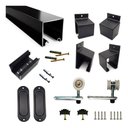 Ver imagem 3 de Porta Branca Friso 23 100x210cm + Kit Correr Preto Sobrepor