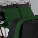 Ver imagem 3 de Kit Edredom Dupla Face + Jogo de Lençol Casal Nobre 7 Peças Malha 100% Algodão - Preto / Verde-