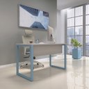 Ver imagem 1 de Escrivaninha Mesa Escritório X 150cm Industrial Cinza e Azul Dali