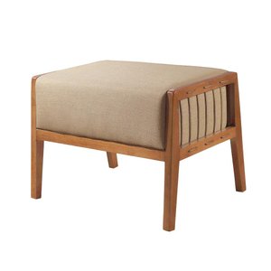 Puff Banqueta Gael Luxo Madeira Maciça Castellar Móbile Linho Bege