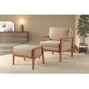 Ver imagem 2 de Puff Banqueta Gael Luxo Madeira Maciça Castellar Móbile Linho Bege