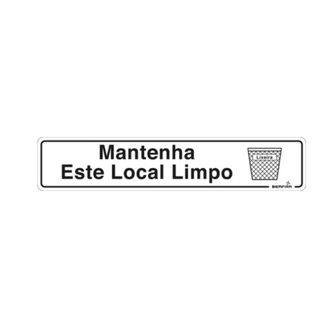 Placa Autoadesiva Pvc 25x5cm "mantenha Este Local Limpo"