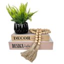 Ver imagem 1 de Decoração Dupla Livro + Vaso Cachepô Preto e Enfeite Colar