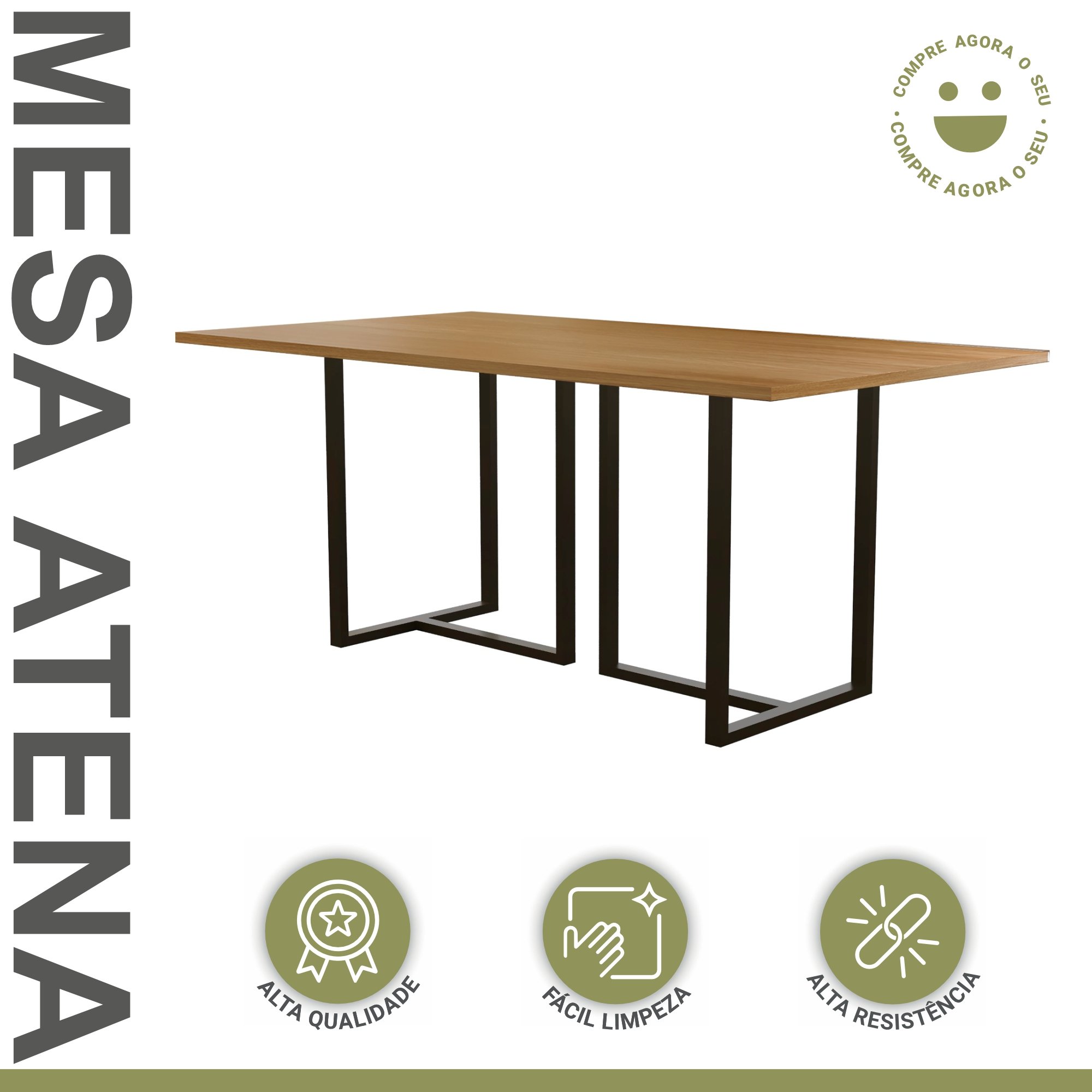 Mesa Industrial Aço e Tampo MDF Atena Mais Decor - 2