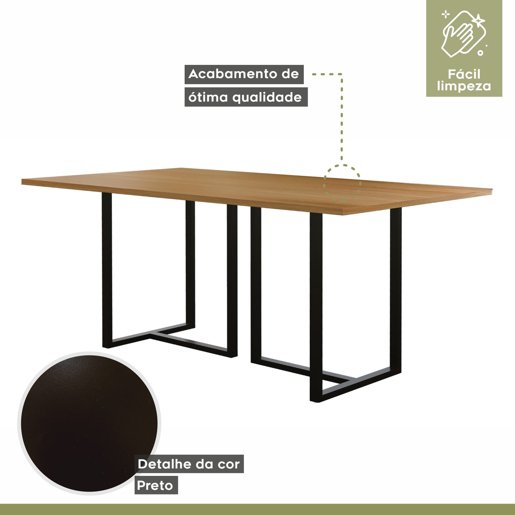 Mesa Industrial Aço e Tampo MDF Atena Mais Decor - 4