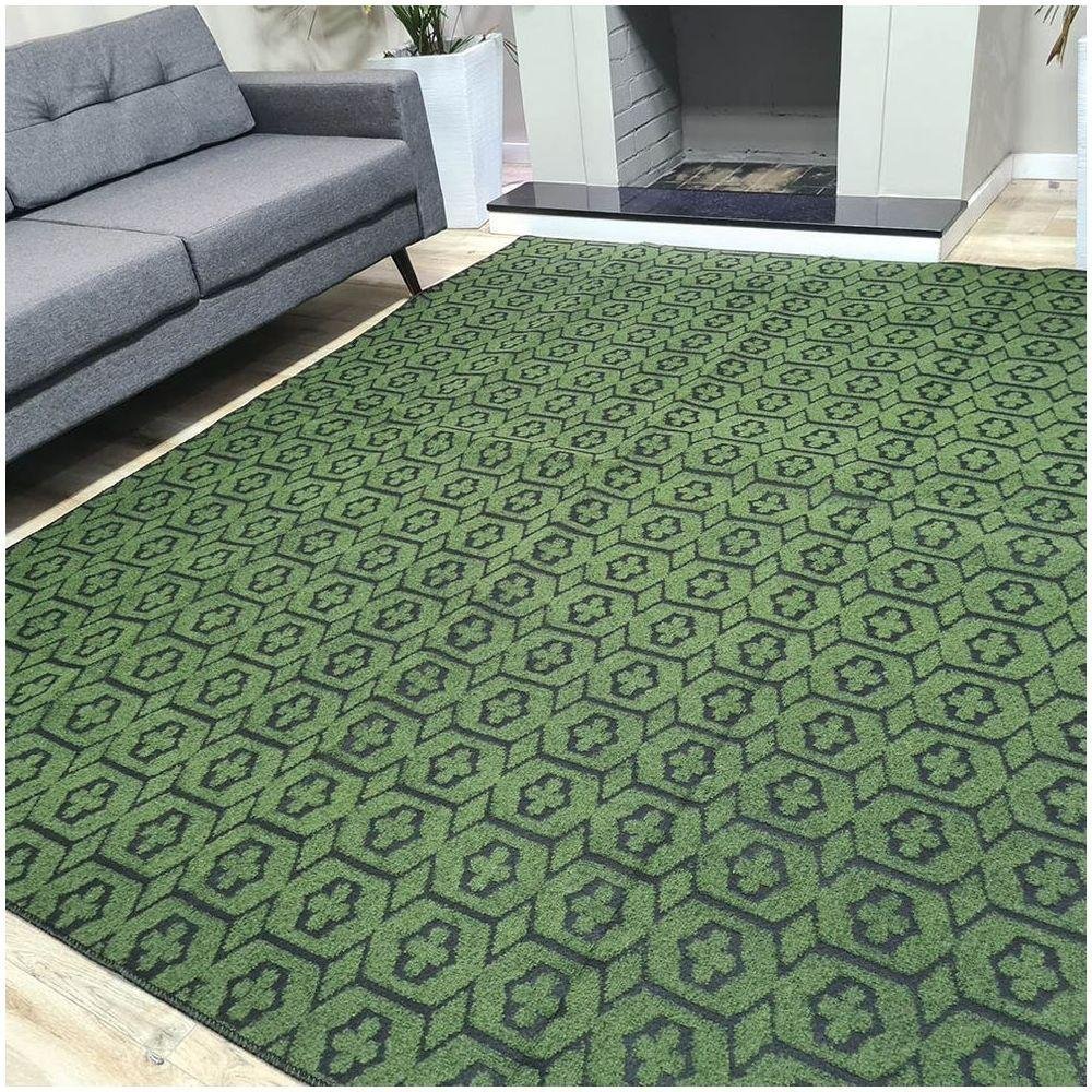 Tapete Carpete Sala Quarto Elegante Geométrico 1,50 X 2,00 Titulo Cor Verde - 2