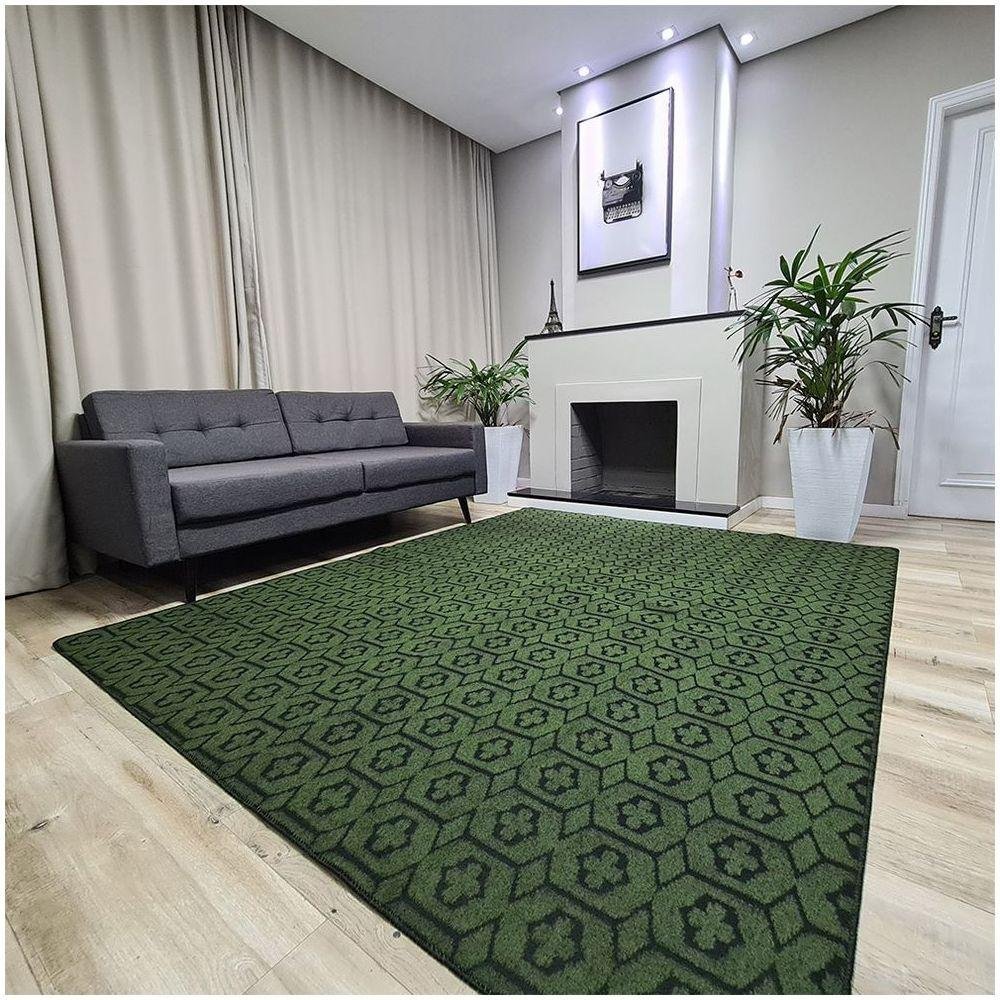 Tapete Carpete Sala Quarto Elegante Geométrico 1,50 X 2,00 Titulo Cor Verde - 4