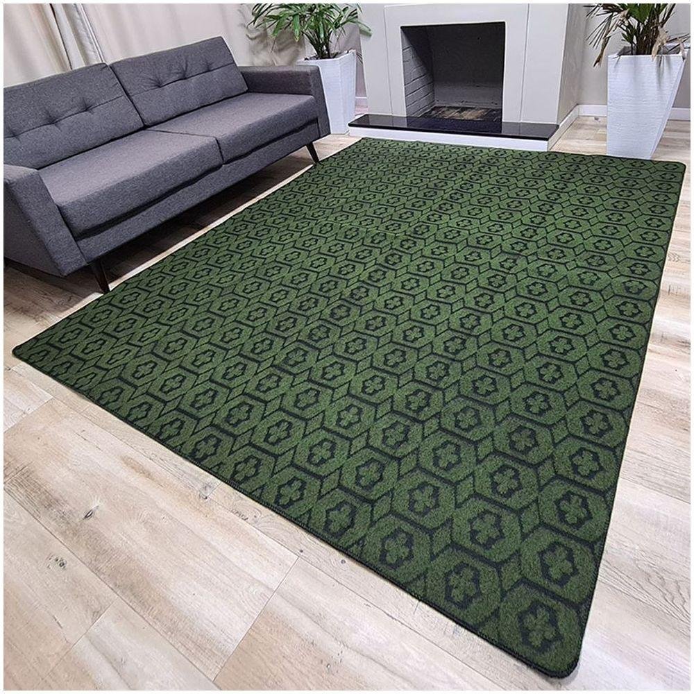 Tapete Carpete Sala Quarto Elegante Geométrico 1,50 X 2,00 Titulo Cor Verde - 3