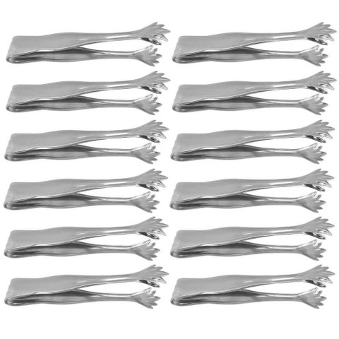 Kit 12 Pegadores de Carne 16cm Servir Churrascaria Aço Inox Pequeno Pinça Garra Buffet Restaurante
