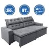 Sofá Concept 2,90 metros Retrátil e reclinável com Molas Suede Light Cinza - Sofá na Web - 3