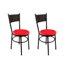 Ver imagem 1 de 2 Cadeiras Pretas para Cozinha Viena Marrom Assento Vermelho