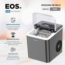 Máquina de Gelo 12Kg EOS Ice Compact EMG04T Cinza 220V - 2