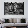 Quadro Decorativo Leão Natureza com Moldura Caixa de 3cm de Profundidade, (100x70cm) - 1