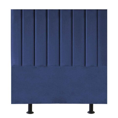 Cabeceira Estofada Cama Box Solteiro 90 Cm Laura Suede Cor:azul Marinho