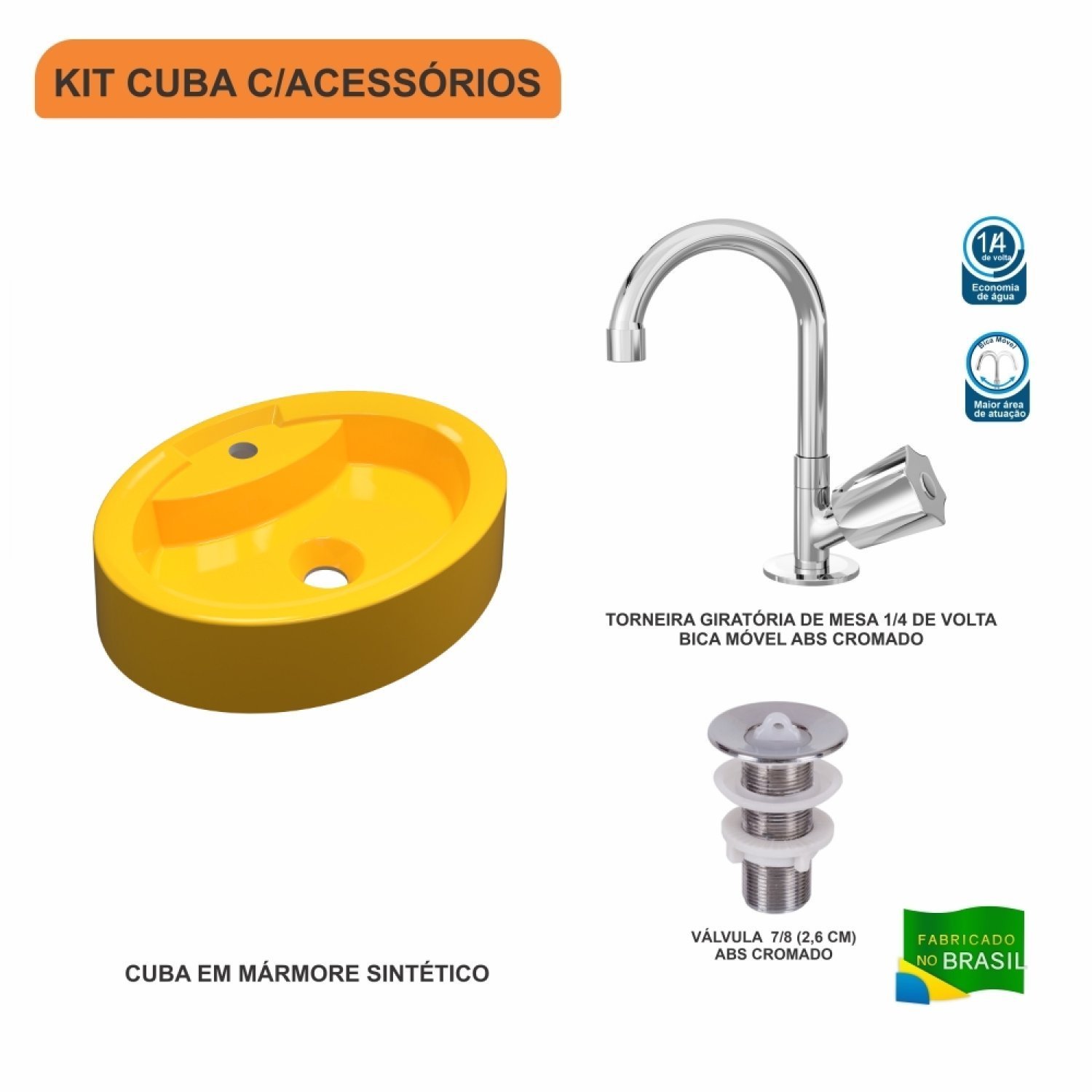 Kit Cuba Ov43 com Torneira C50 e Válvula 1 Polegada Abs Compace - 3