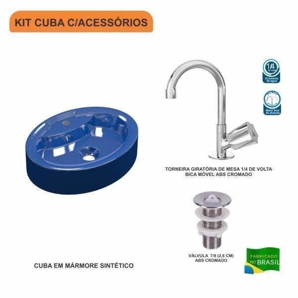 Kit Cuba OV43 com Torneira C50 e Válvula 1 Polegada ABS Compace - 3