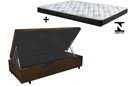 Ver imagem 1 de Cama Box Baú Green Solteiro Marrom Suede + Colchão Espuma D33 88x188x10