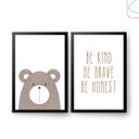 Ver imagem 4 de 2 Quadros Decorativos Urso Escandinavo Boho Frase Be Brave:pinus