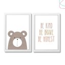 Ver imagem 2 de 2 Quadros Decorativos Urso Escandinavo Boho Frase Be Brave:pinus